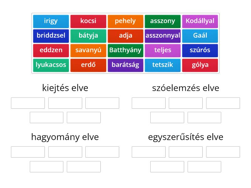 Helyesírási alapelvek Group sort