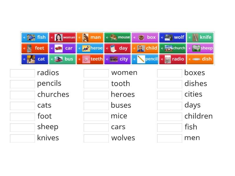 Match Up Singular And Plural Nouns Une Las Parejas