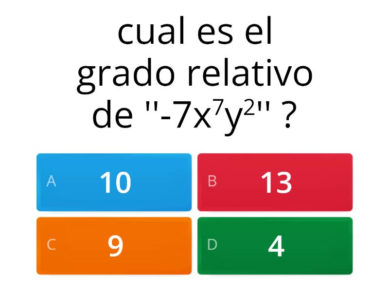 Grado Relativo Y Absoluto De Las Expresiones Quiz