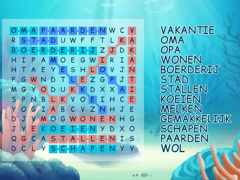 Een Boerderij Woordzoeker Wordsearch