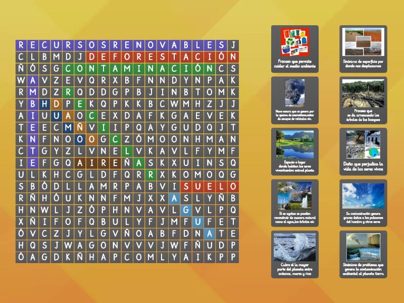 Contaminación Ambiental Sopa de letras