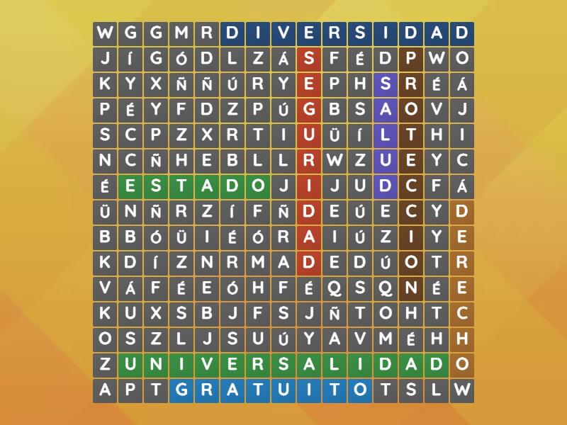 SOPA DE DERECHOS Wordsearch