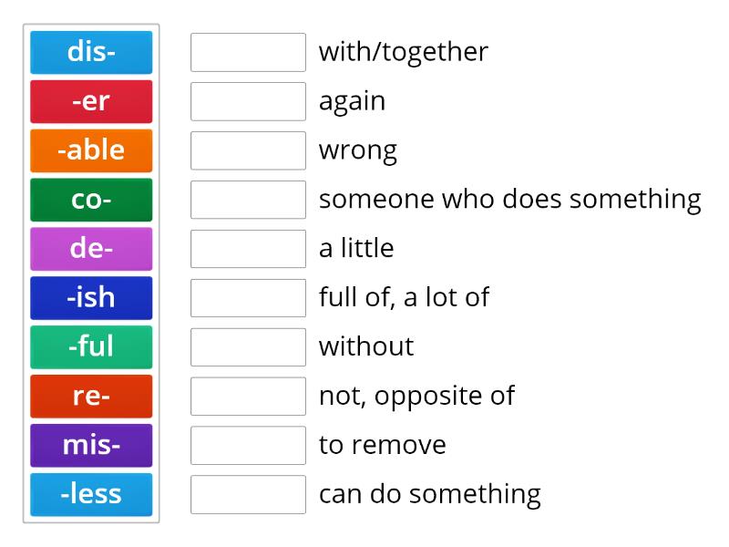 Review Prefixes And Suffixes Match Up