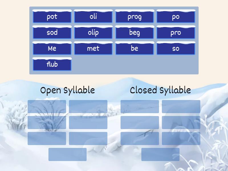 Open Syllable Vs Closed Syllable Group Sort