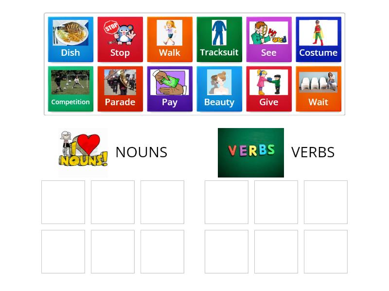 Nouns And Verbs Ordenar Por Grupo