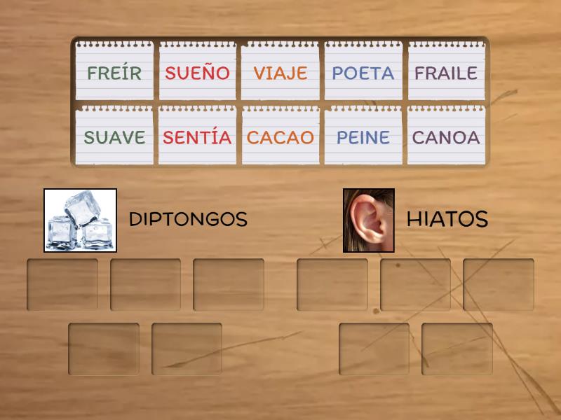 Diptongos E Hiatos Ordenar Por Grupo