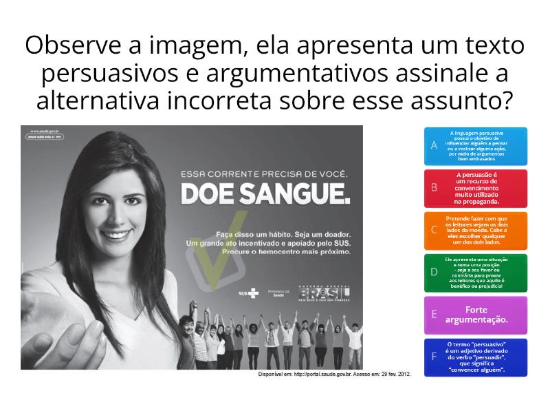 Uso de recursos persuasivos em textos argumentativos Questionário