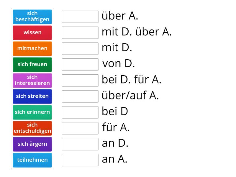 Rektion Der Verben A Match Up