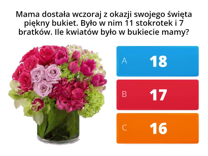 Zadania Tekstowe Dodawanie I Odejmowanie W Zakresie Quiz