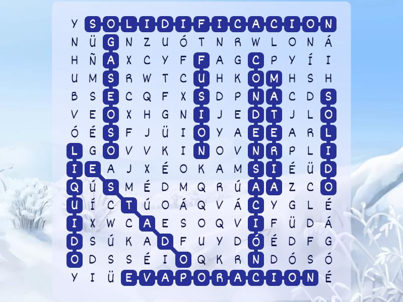 La Materia Sus Estados Y Cambios De Estados Wordsearch