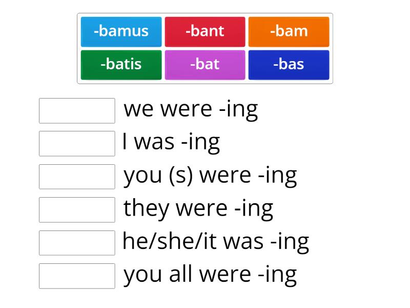 Latin Regular Imperfect Tense Endings Match Up