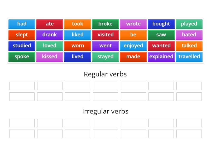 Regular And Irregular Verbs Ordenar Por Grupo