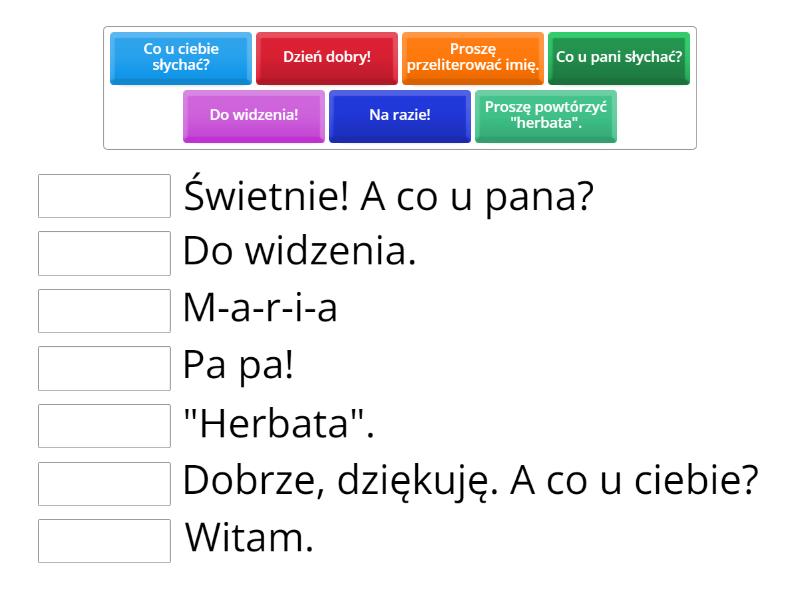 Fraza Reakcja Podstawowe Kurs A0 Match Up