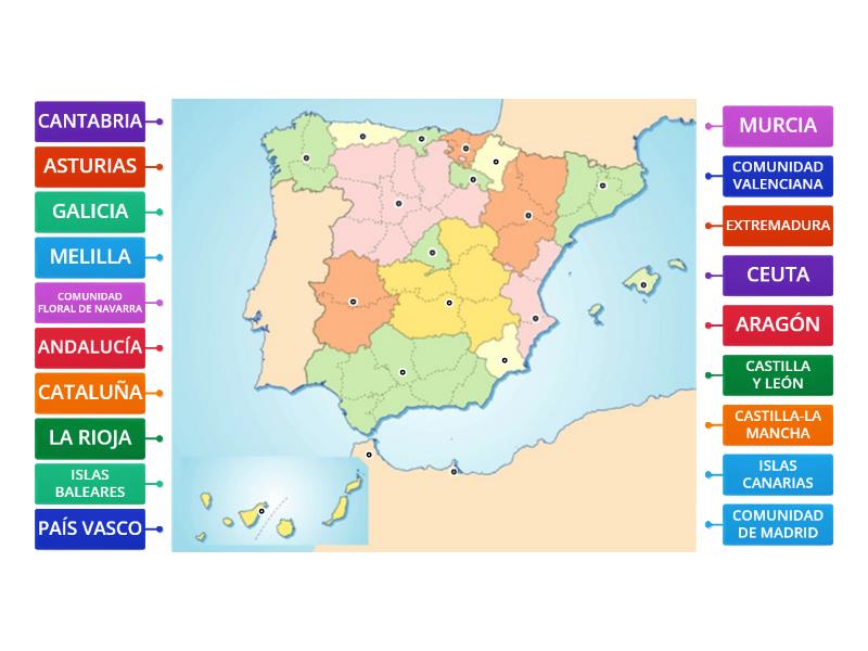 MAPA POLÍTICO COMUNIDADES AUTÓNOMAS Labelled diagram