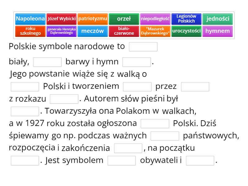 Hymn Polski Uzupe Nij Zdanie