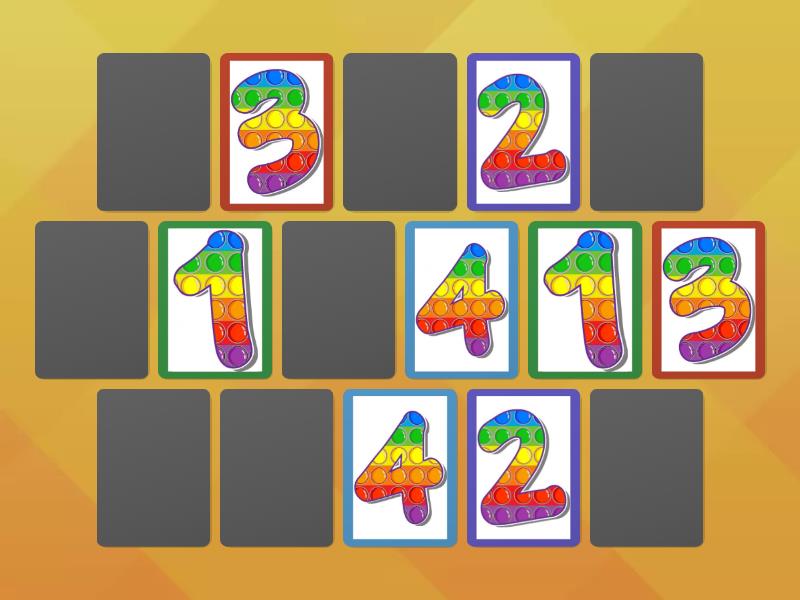 Memorama De Numeros 1 Al 8 Matching Pairs