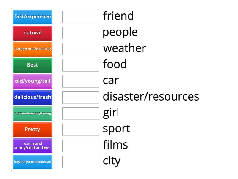 Adjective Noun Collocation Match Up