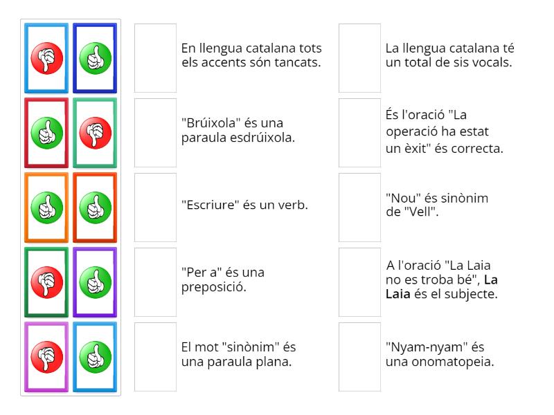 VERITAT O FALS ORTOGRAFIA Nivell 1 Match Up