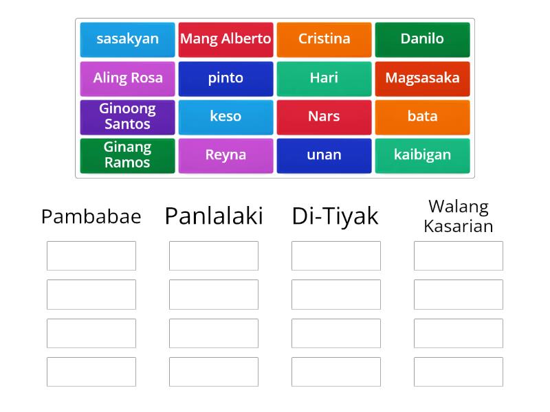 Kasarian Ng Pangangalan Group Sort