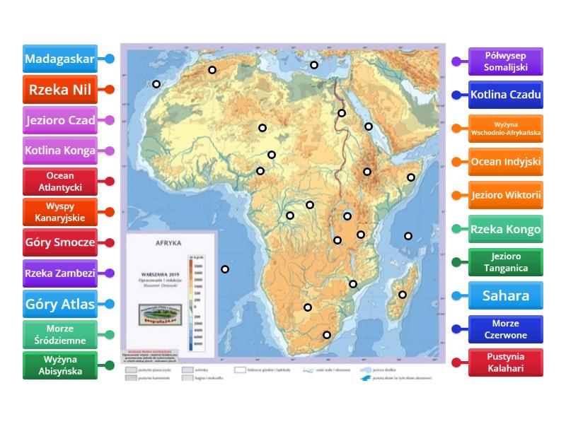 Mapa Fizyczna Afryki Labelled Diagram