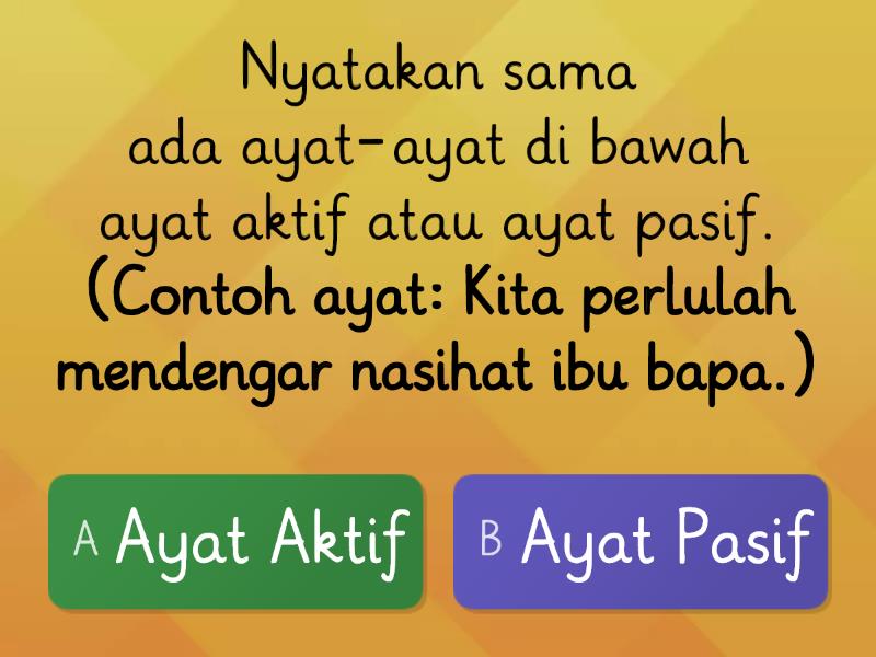 Ayat Aktif Dan Ayat Pasif Quiz