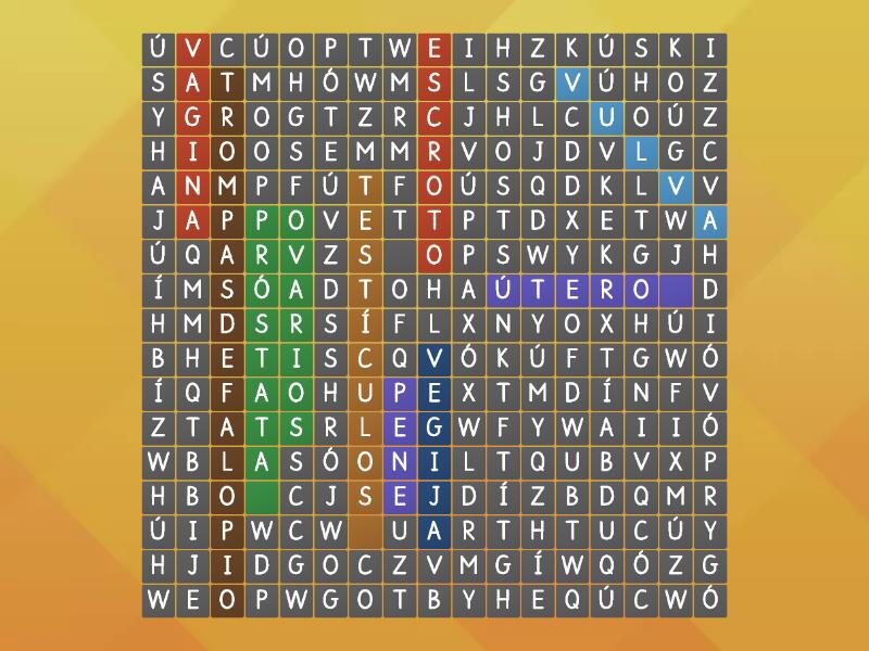 Sopa De Letras De Los Organos Reproductores Wordsearch