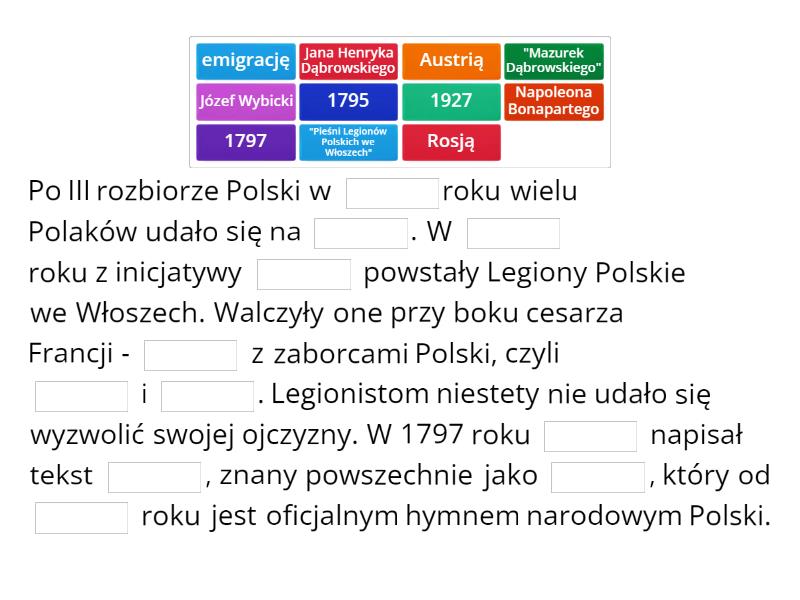 Legiony Polskie I Hymn Narodowy Klasa Doko Cz Zdanie