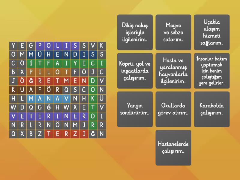 Meslekler Bulmaca Wordsearch