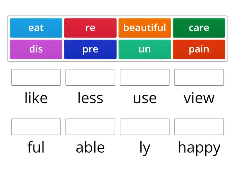 Prefixes And Suffixes Match Up