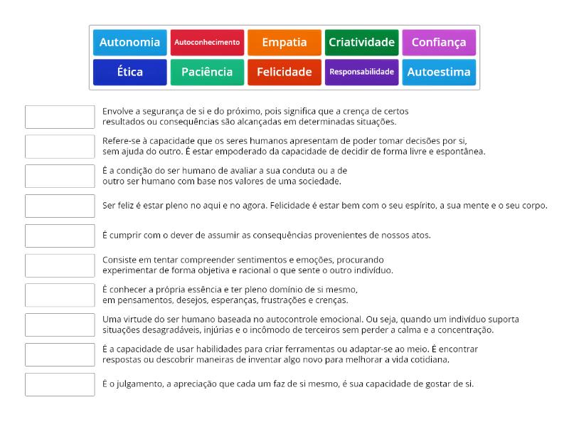 Cópia de Habilidades Socioemocionais Match up