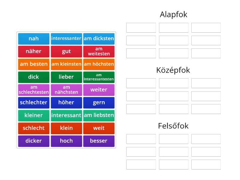 Komparation Der Adjektive Group Sort