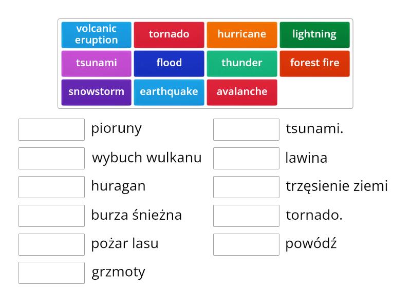 Natural Disasters Match Up