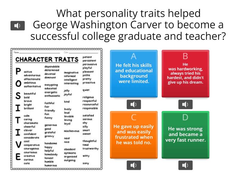 George Washington Carver Comprehension Quiz