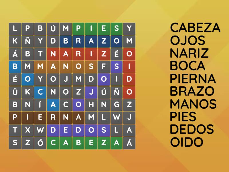 PARTE DEL CUERPO HUMANO Wordsearch