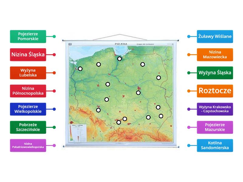 Krainy geograficzne Polski bez gór Labelled diagram