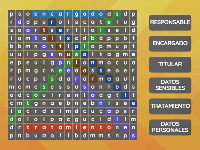 Sopa De Letras Protecci N De Datos Personales Wordsearch