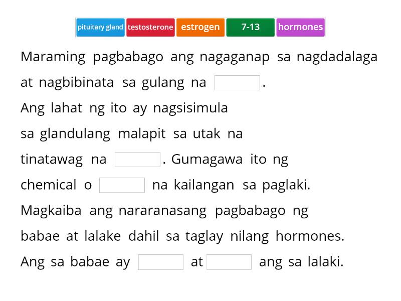 Kompletuhin Ang Talata Tungkol Sa Pagbabagong Pisikal Missing Word