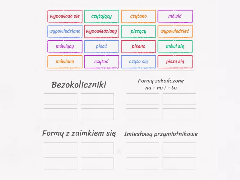 Nieosobowe Formy Czasownika Group Sort