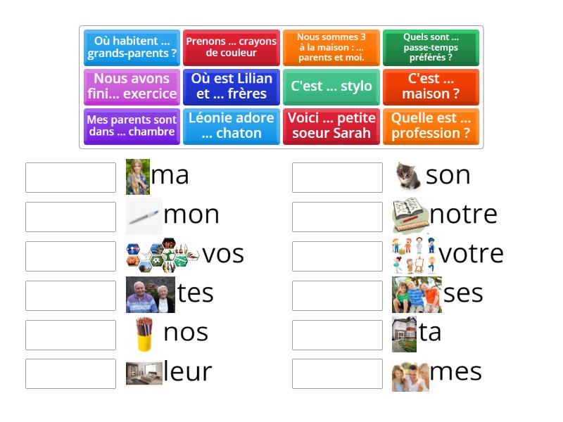 Les Adjectifs Possessifs Match Up