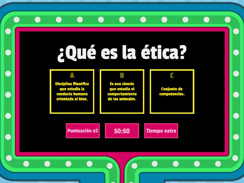 Retroalimentación de ética profesional Gameshow quiz