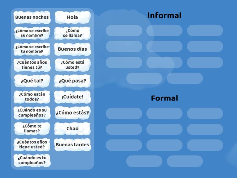 Lenguaje Formal E Informal Level 2 Group Sort