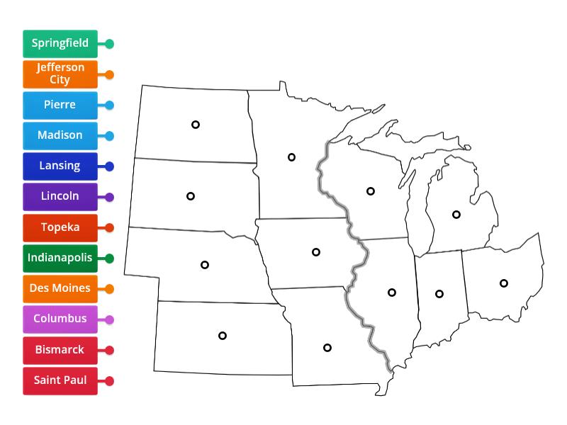 Midwest Region Capitals Labelled Diagram