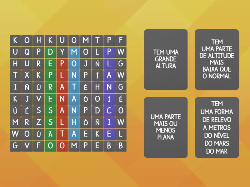 FORMAS DE RELEVO Wordsearch