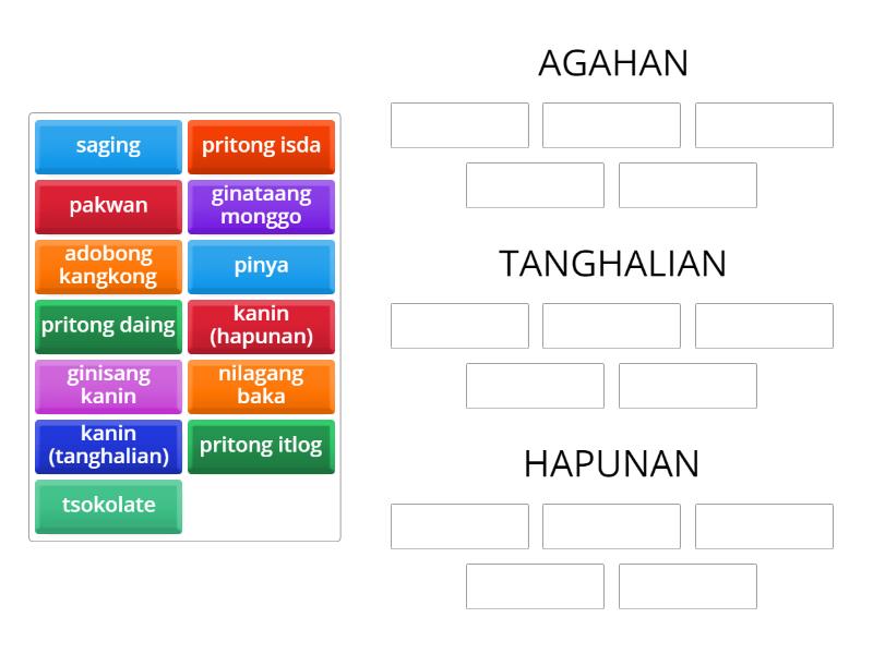 Pangkatin Ang Mga Pagkain Sa Tamang Talaan Group Sort