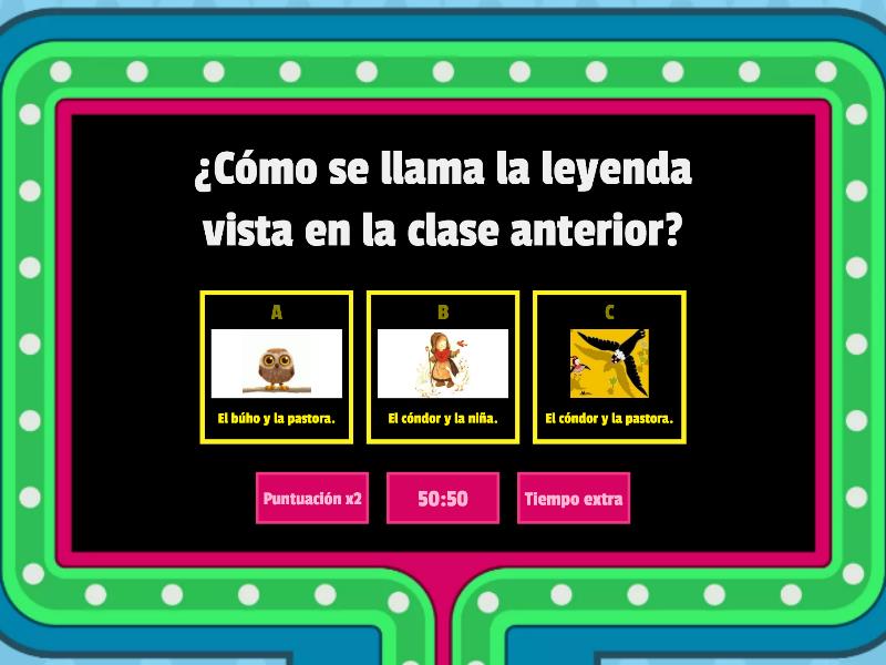 Leyenda El Condor Y La Pastora Gameshow Quiz