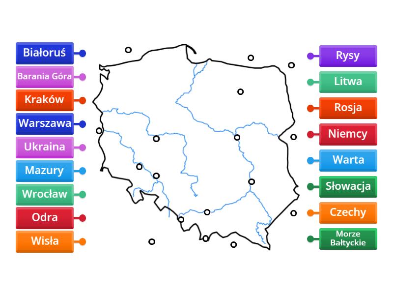 Mapa Polski najważniejsze informacje Rysunek z opisami