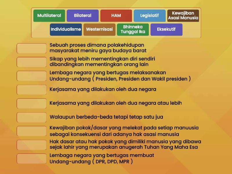 Kuis Pendidikan Pancasila Dan Kewarganegaraan PPKn Match Up