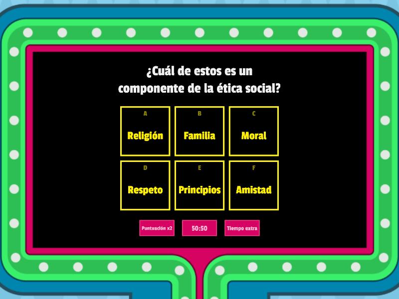 Ética social y moral religiosa Gameshow quiz