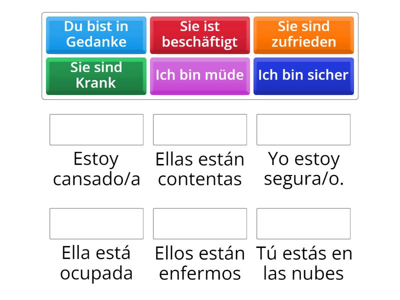 Expresiones Con El Verbo ESTAR SEIN Match Up