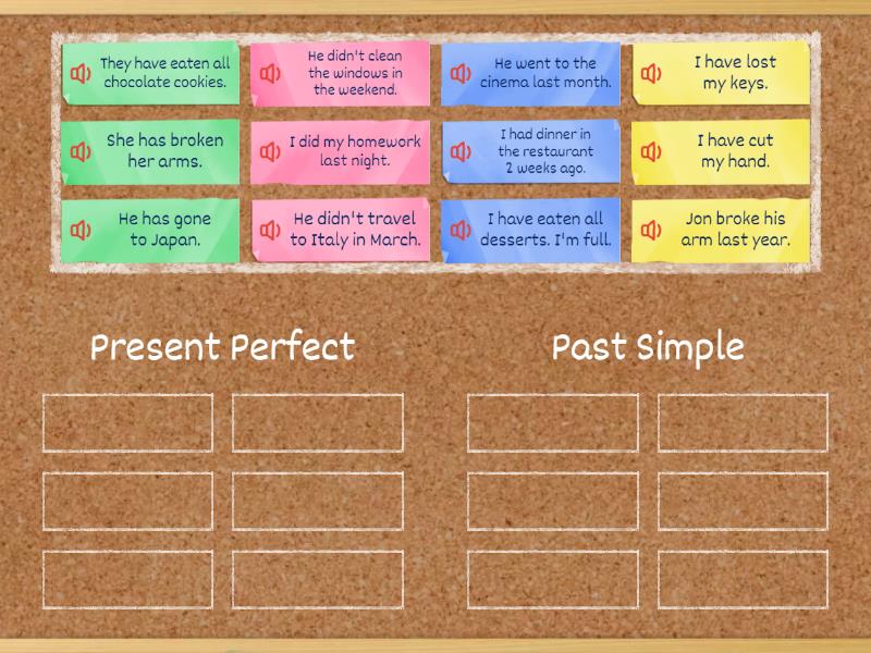 Present Perfect Vs Past Simple Ordenar Por Grupo